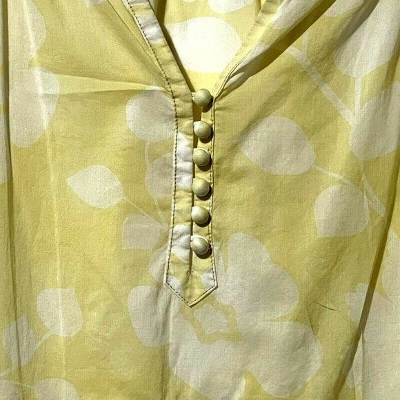 cAbi size M butter yellow floral print lightweight embroidery semi sheer top - Picture 2 of 9